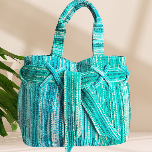 Sac de Plage Velours GREEN GRASS