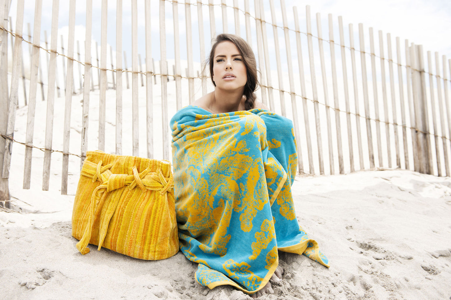 Sac de Plage Velours YELLOW SHADOWS